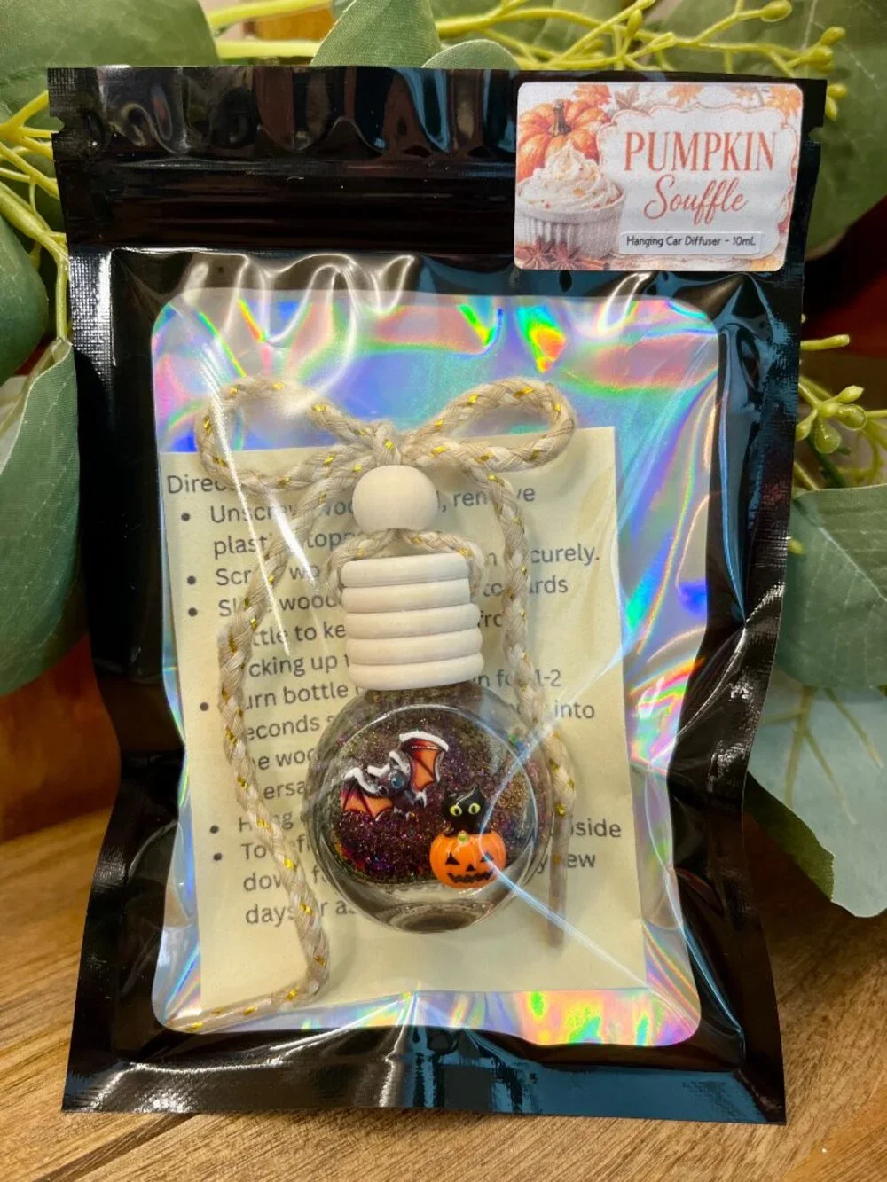 Black Cat Car Fragrance Diffuser, Fall Air Freshener, Fragrance: Pumpkin Souffle